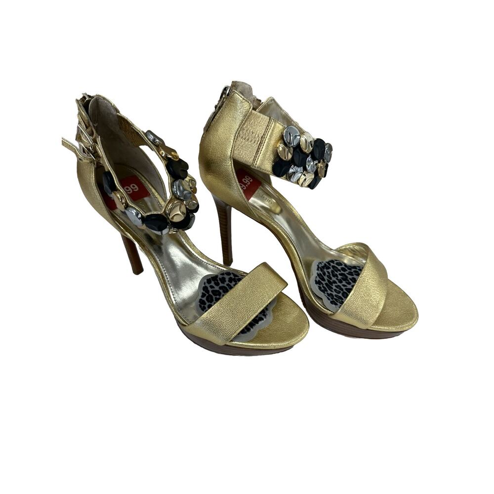 Calvin‎ Klein Good Jeweled Heels Womens Size 6 and Half Zip Close - Picture 3 of 10